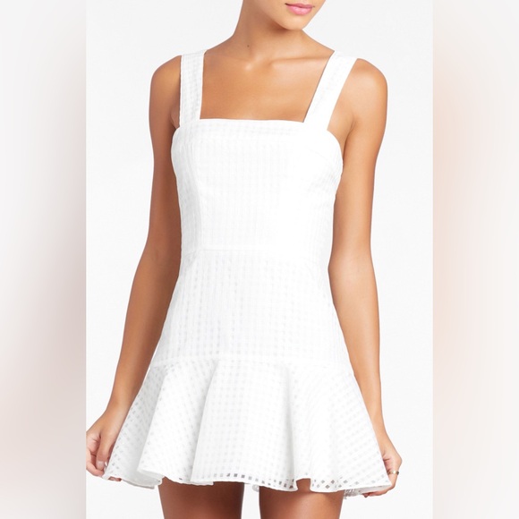 Amanda Uprichard ANNALISE White MINI DRESS IN GINGHAM ORGANZA Bridal Small - Picture 4 of 8
